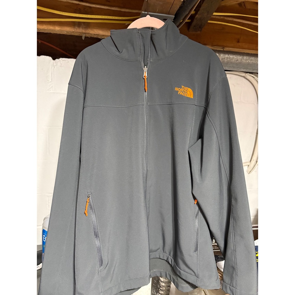 The North Face Apex Bionic Softshell Jacket Mens XL Gray Orange Full Zip A14F - Picture 2 of 10